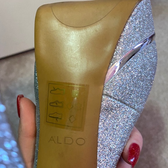 Aldo Silver Sparkle Slingback Platform 8.5 - Picture 8 of 8